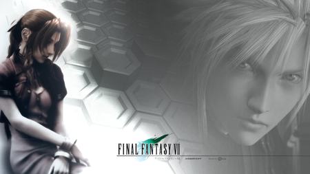 Aerith & Cloud - advent children, anime, ffvii, final fantasy 7, blonde hair, brown hair, long hair, final fantasy, aerith, final fantasy vii, aerith gainsborough, cloud strife, cloud, ff7, video games