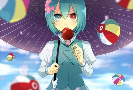 Tatara Kogasa - bicolored eyes, girl, umbrella, tatara kogasa, cute