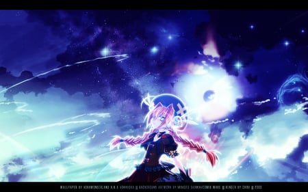 Sparkle Sky - vita, girl, hat, mahou shoujo lyrical nanoha, ponytail, anime, long hair, pink hair