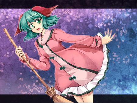 Kasodani Kyouko - touhou, girl, animal ears, game, broom, anime, kasodani kyouko