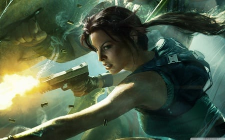 Lara Croft - gun, female, video game, hd, tomb raider, games, fight, adventure, weapon, action, video games, lara croft, character