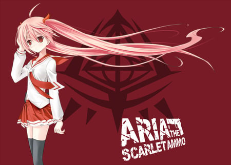 Kanzaki H Aria - pretty, tie, anime, twintail, weapons, uniform, pistol, red, nice, pink hair, kanzaki h aria, aria, anime girl, skirt, beautiful, guns, hot, girl, beauty, cool, red eyes, black, white, awesome, kanzaki, cute, sexy