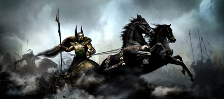 Warlord - abstract, warrior, chariot, cg, battle, fantasy, horses, warriors, wallpaper