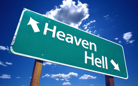 heaven or hell - clouds, heaven, hell, blue, sky