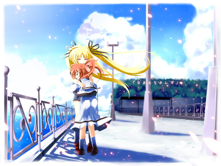 Friends Forever - girls, nanoha, tears, mahou shoujo lyrical nanoha, ponytail, fate, blonde hair, anime, friends