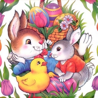 Bunnies with chick