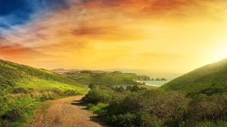 Road to the Shoreline (HDR) - dynamic, stunning, colorful, beautiful