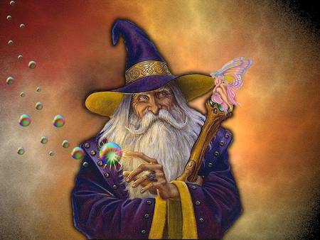 WIZARD AND A FAIRY - fairy, old, wizard, man