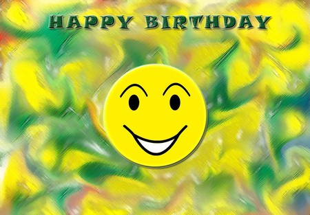 SMILEY BIRTHDAY GREETINGS - greetings, smiley, birthday, yellow