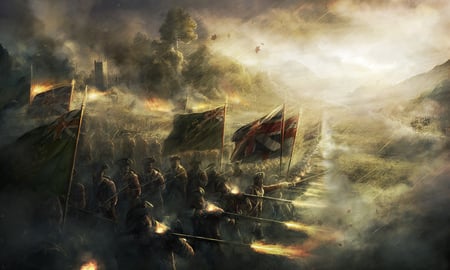 battle formation - britain, epic, battle, flags, flag