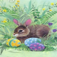 Hare with Easter eggs