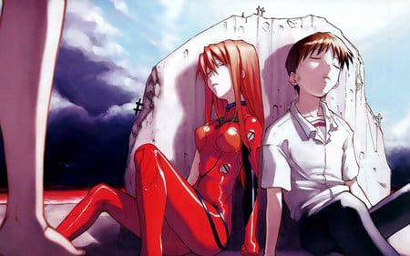 Evangelion - asuka, shinji, children, rei