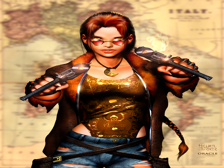 The Legacy of Croft - map, the legacy of croft, female, underworld, guns, hot, cool, cg, big breasts, fantasy, necklace, glasses, woman, lara croft, 3d, tomb raiber