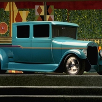 Blue Ford pickup