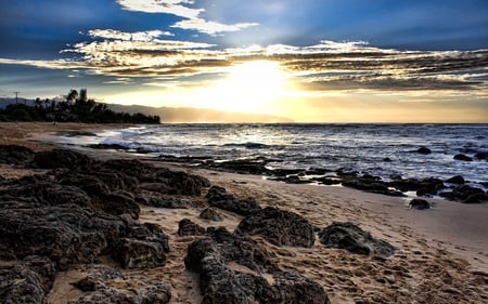 Waterscape - nature, ocean, sand, sun, sky, waterscape