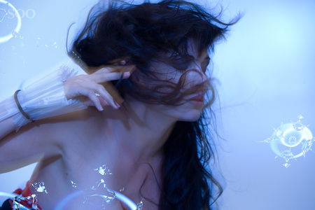 Attractive women - abstract, blue, beautiful, women-, photography, attractive