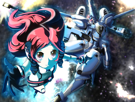 Mecha Miki - space, mecha, cute, beauty, robot, beautiful, vocaloids, vocaloid, hot, gun, anime girl, sexy, miki, weapon