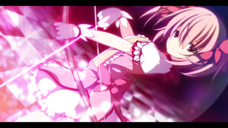 Kaname Madoka - anime girl, twintails, archer, beautiful, hot, beauty, pink, mahou shoujo madoka magica, cute, bow, sexy