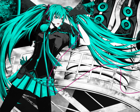 Love is War - anime girl, vocaloid, twintails, beautiful, hot, beauty, hatsune miku, miku, cute, hatsune, aqua hair, vocaloids, sexy