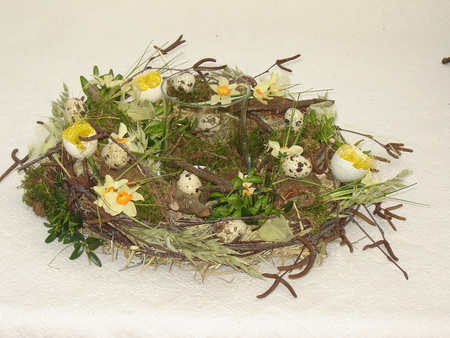 Easter nest - eggs, flowers, easter, nest