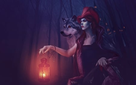 Wicked Witch - wolf, abstract, light, lamp, angry, fantasy, with