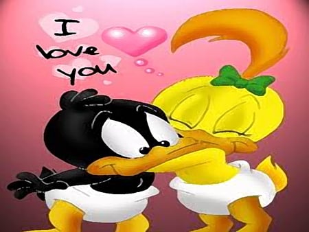 love u - loony toons, black, baby, yellow