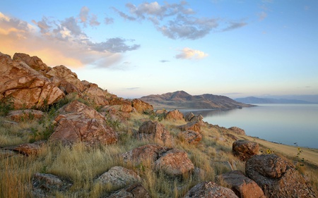 Waterscape - oceans, nature, mountains, rocks, sky, waterscape