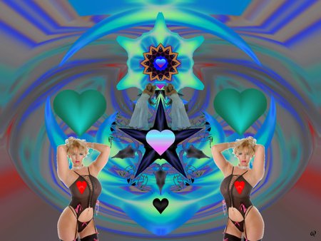 Changes of the Dark Heart - eye candy, collage, 3d, fractal, abstract