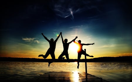 Holidays!!!! - fun, people, water, sunset, jump