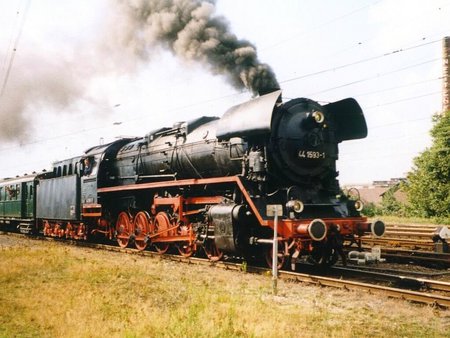 the steam train - trees, railroad, old, grass, track, sky