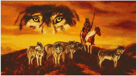 Indian Wolfpack - dogs, native, wolf, indian, friends, dream, sky, wolves