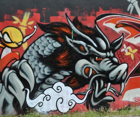 Urban Art - dragon, urban, artwork, graffiti, abstract