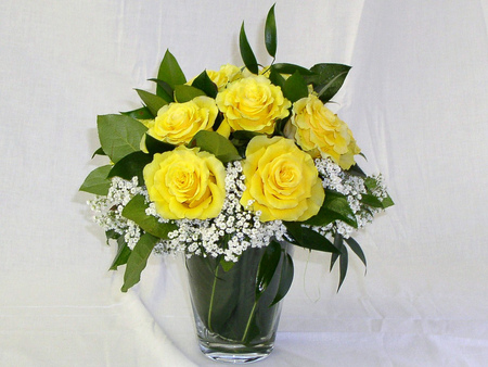 still life - vase, yellow, still life, roses