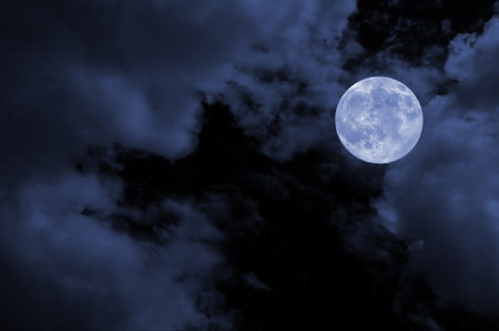 MIDNIGHT MOON - moon, clouds, midnight, sky