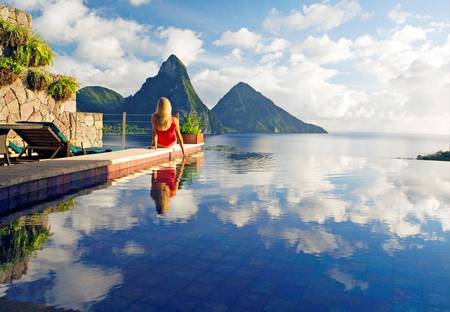 A Place To Relax - woman, ocean, summer, villa, caribbean, saint lucia, st lucia, tropic, pool, sea