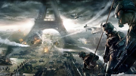 Attack on Eiffel Tower - soldier, game, attack, war, hd, army, video game, eiffel tower