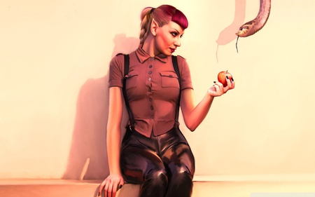 Eva - game, female, snake, hot, girl, blonde, cg, fantasy, red, hd, 3d, eva, apple, video game