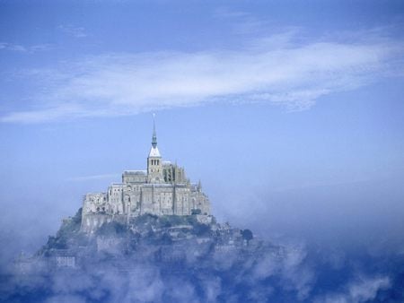 castle - sky, france, castle, architecture, fog, monuments