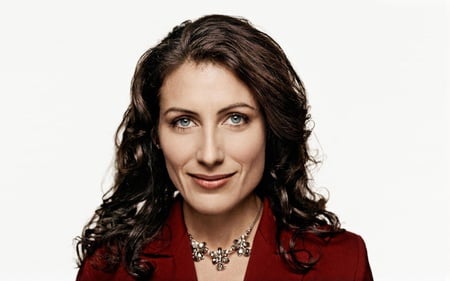 Lisa Edelstein - long dark hair, actress, female, red wine dress, blue eyes, smile