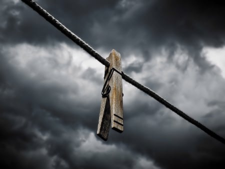 Alone In The Dark - sky, alone, abstract, rope, dark, 3d, hook