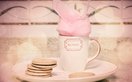 Good morning! - nice, macro, pink, photography, tea, splash, cup, cakes