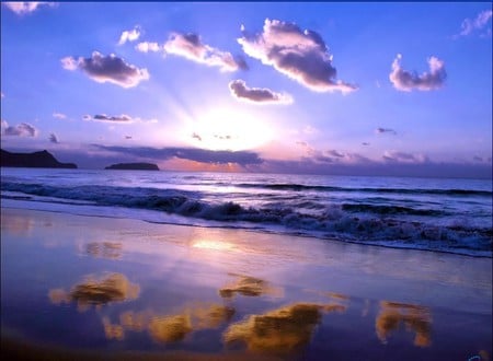 violet sunset - beach, sunset, peacefull, violet, romantic, clouds, blue, wonderfull, colors, awesome, sea