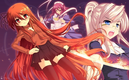 Shana - head, girls, skirt, red, shana, blonde, maid