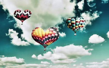 heart air balloons - colorful, heart, air, balloon