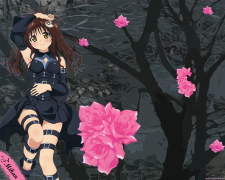 Dark and yet Lovely... - anime, beautiful, flower, dark, black, sister, rose, yuuki mikan, to love ru