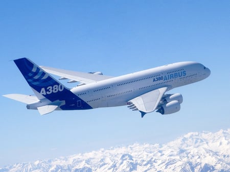 Airbus A380 - aircraft, airbus, commercial airliner, jetliner