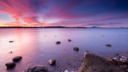 sunset - sky, lake, water, sunset