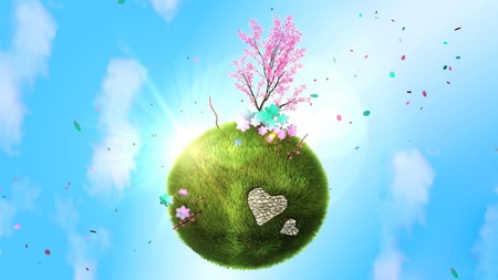 Spring on earth - terra, seasons, green, flowers, planet, spring, earth