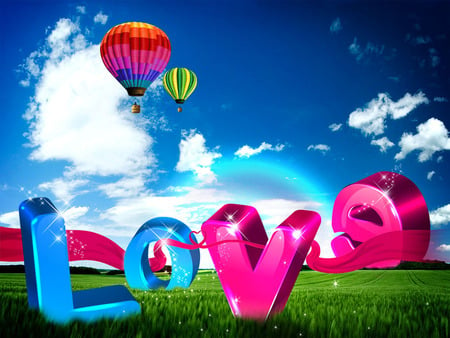 LOVE IS BRIGHT - bright, balloons, air, love, hot, colors