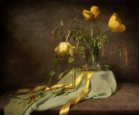 still life - nice, photography, tulips, bouquet, still life, yellow, cool, pretty, harmony, lovely, gentle, beautiful, tulip, flowers, photo, flower, elegantly